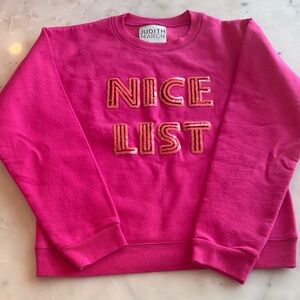 Judith March Hot Pink 'Nice List' Sequin Applique Sweatshirt